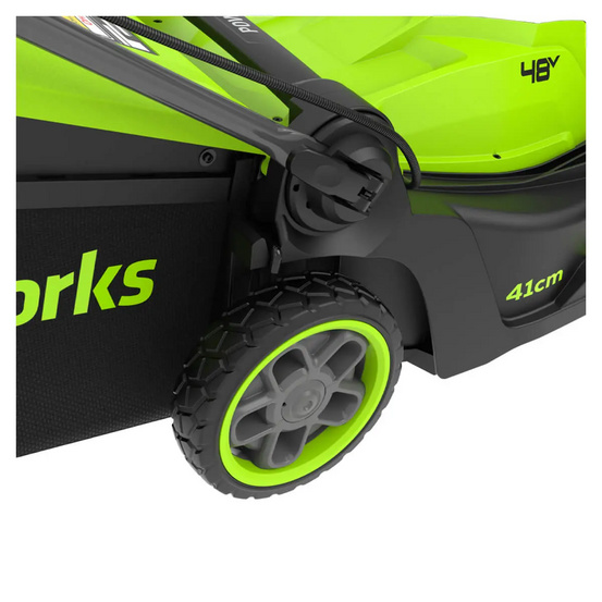 Аккумуляторная газонокосилка Greenworks GD24X2LM411 бесщеточная, 24V с АКБ 2х4 Ач + ЗУ 4А быстрое