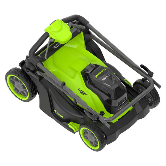 Аккумуляторная газонокосилка Greenworks GD24X2LM411 бесщеточная, 24V с АКБ 2х2 Ач + ЗУ 4А быстрое