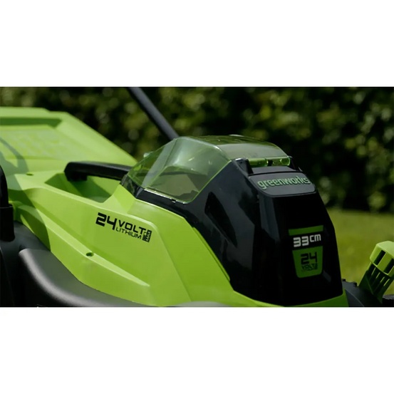 Аккумуляторная газонокосилка Greenworks GD24LM33 бесщеточная, 24V с АКБ 4 Ач USB + ЗУ 2А двойное