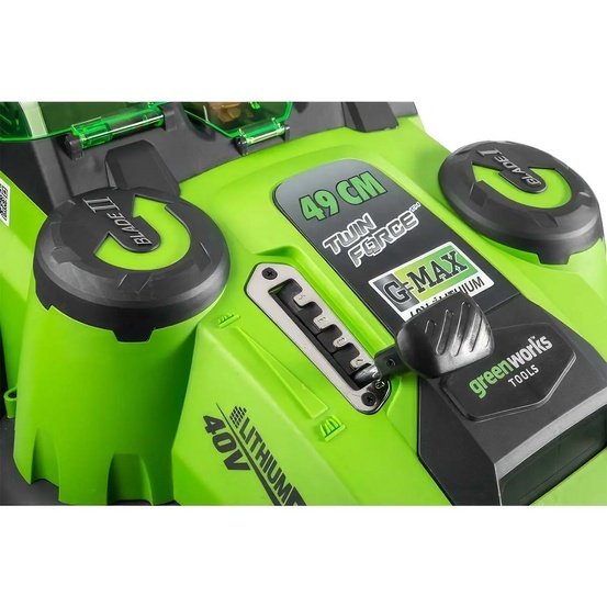 Аккумуляторная газонокосилка Greenworks G40LM49DBK2, 40V с АКБ 2 Ач USB + ЗУ 4А двойное