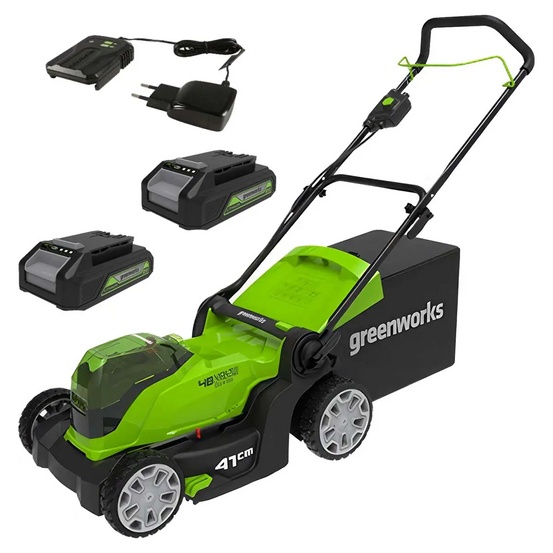 Аккумуляторная газонокосилка Greenworks G24X2LM41K4, 24V с 2хАКБ 4 Ач + ЗУ 2А