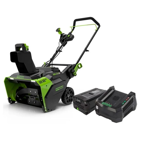 Снегоуборщик аккумуляторный Greenworks GD82ST бесщеточный, 82V с АКБ 8 Ач + ЗУ 8А двойное