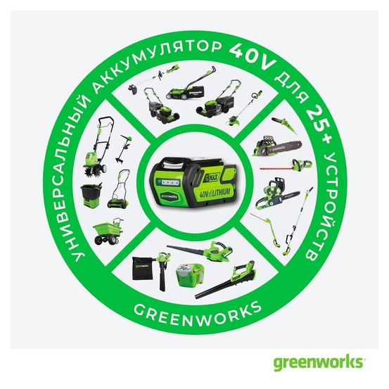 Снегоуборщик аккумуляторный Greenworks GD40ST бесщеточный, 40V с АКБ 2 Ач USB + ЗУ 2А