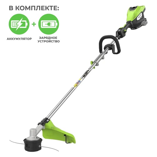 Аккумуляторный триммер Greenworks ST161S бесщеточный, 82V c АКБ 2,5 Ач + ЗУ 8А двойное