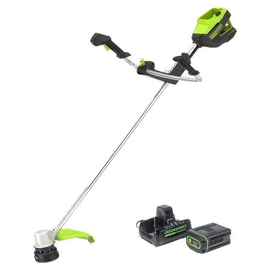 Аккумуляторный триммер Greenworks GD82BCBK5 бесщеточный, 82V с АКБ 5 Ач + ЗУ