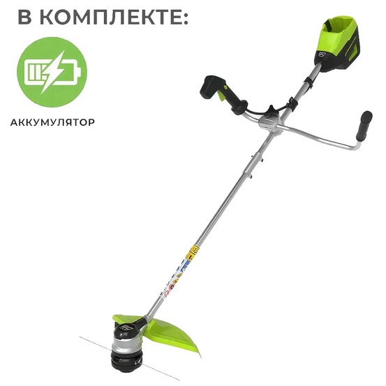 Аккумуляторный триммер Greenworks GD60BCB бесщеточный, 60V с АКБ 2 Ач, без ЗУ