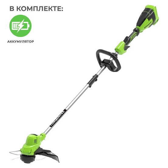 Аккумуляторный триммер Greenworks GD40LT, 40V с АКБ 5 Ач, без ЗУ