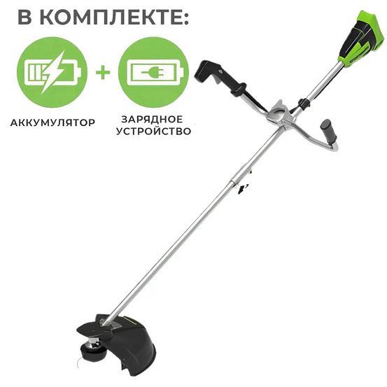 Аккумуляторный триммер Greenworks GD40BCB бесщеточный, 40V с АКБ 4 Ач USB + ЗУ 2А