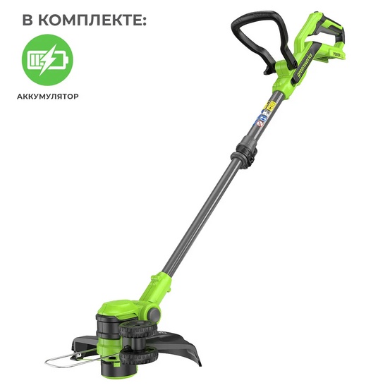 Аккумуляторный триммер Greenworks G24LT301, 24V c АКБ 4 Ач USB-C, без ЗУ