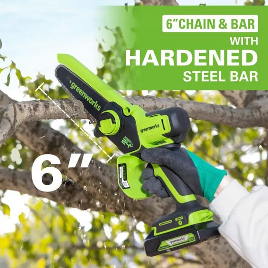 Аккумуляторная бесщеточная цепная мини пила Greenworks GD24CSMNX 24V (15см) без АКБ и ЗУ