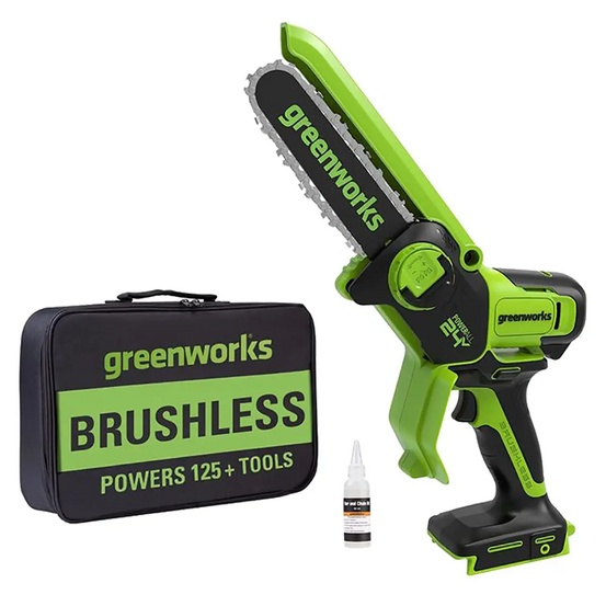 Аккумуляторная бесщеточная цепная мини пила Greenworks GD24CSMNX 24V (15см) без АКБ и ЗУ