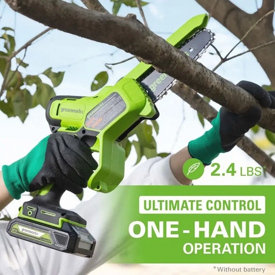 Аккумуляторная бесщеточная цепная мини пила Greenworks GD24CSMNX 24V (15см) без АКБ и ЗУ