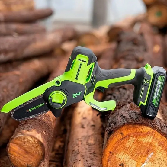 Аккумуляторная бесщеточная цепная мини пила Greenworks G24MCS10 24V (10см) без АКБ и ЗУ