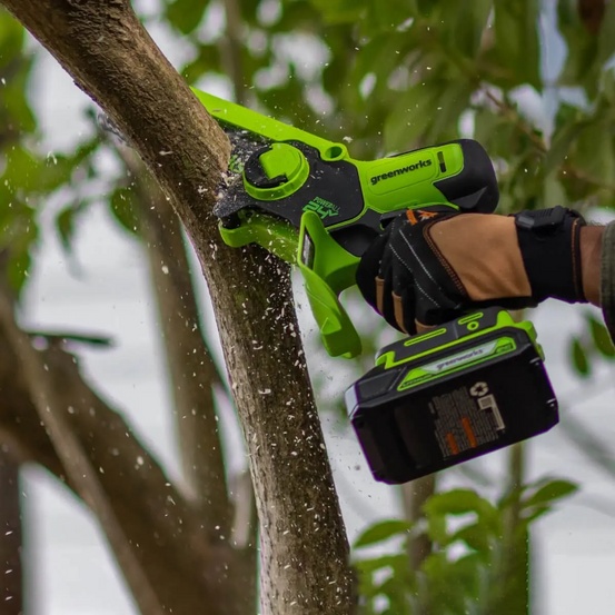 Аккумуляторная цепная пила Greenworks G24CS15 24V (15см), с АКБ 2 Ач с USB + ЗУ