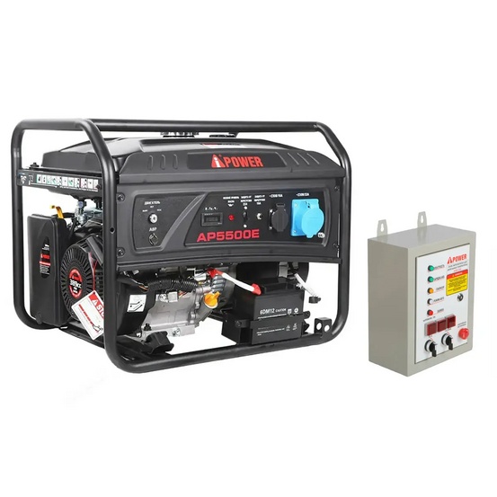 Бензиновый генератор A-iPower Lite AP5500E + блок автозапуска A-iPower 400 В, 25 А