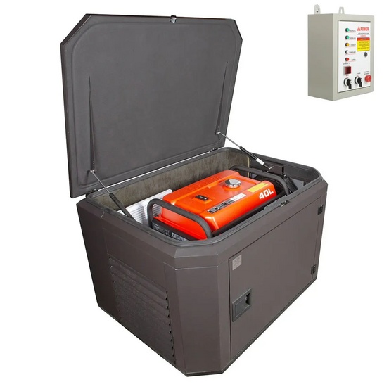 Генератор A-iPower A8000EAX в тихом зимнем кожухе 1200 RAL 8019 + блок автозапуска A-iPower 230 В, 50 А