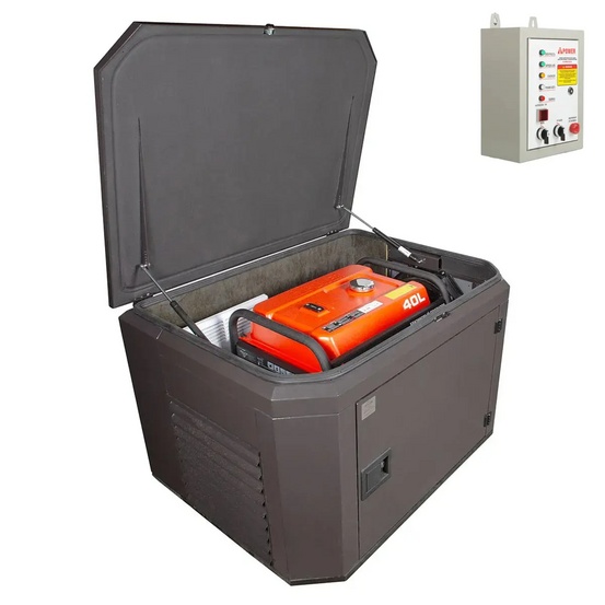 Генератор A-iPower A6000EAX в тихом зимнем кожухе 1200 RAL 8019 + блок автозапуска A-iPower 230 В, 50 А