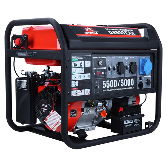 Бензиновый генератор SUNREKA G5500EAX в тихом зимнем кожухе 1200 RAL 8019