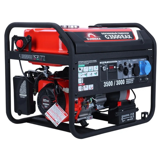 Бензиновый генератор SUNREKA G3500EAX в тихом зимнем кожухе 1200 RAL 7024