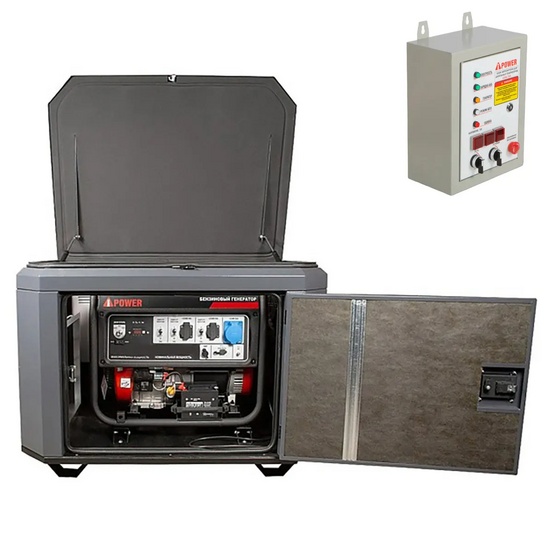 Генератор A-iPower A7000EAX в тихом зимнем кожухе 1200 RAL 7024 + блок автозапуска A-iPower 400 В, 25 А