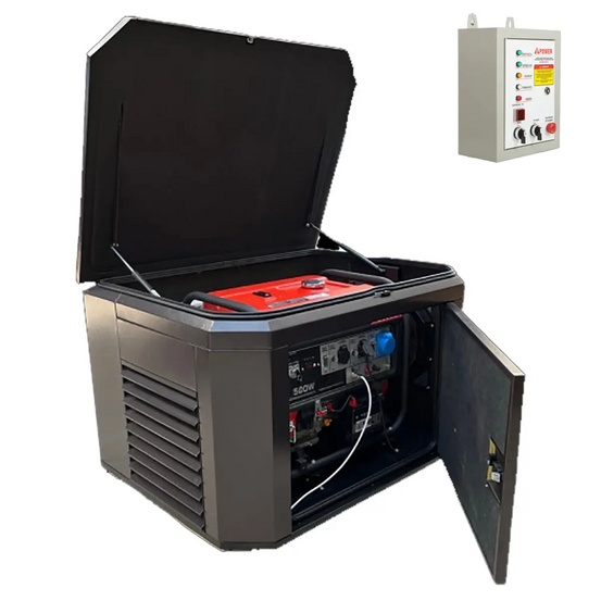 Генератор A-iPower A7000EAX в супертихом зимнем кожухе 1400SS RAL 8019 + блок автозапуска A-iPower 230 В, 50 А