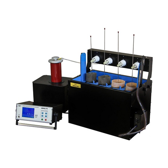 АВИЦ-70 исп.1 c АВИЦ-20П – аппарат высоковольтный испытательный в стальном корпусе совместно с ванной для испытаний