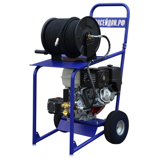 Каналопромывочная машина Посейдон B15-210-22-Zs-Reel1, 15 л.с., 210 бар, 22 л/мин, бензин, Zongshen