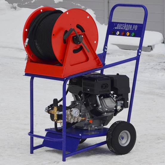 Каналопромывочная машина Посейдон B15-210-22-Zs-Reel1, 15 л.с., 210 бар, 22 л/мин, бензин, Zongshen